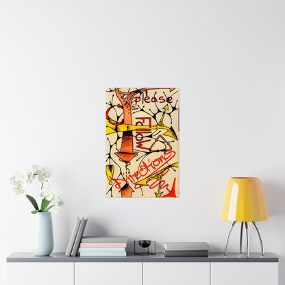 Please Follow Directions poster Matte Vertical Poster | Abstract arrow illustration, graffiti text