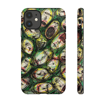 Abstract Sanity Faces Phone Case | Expressionist Face Art | Tough Case