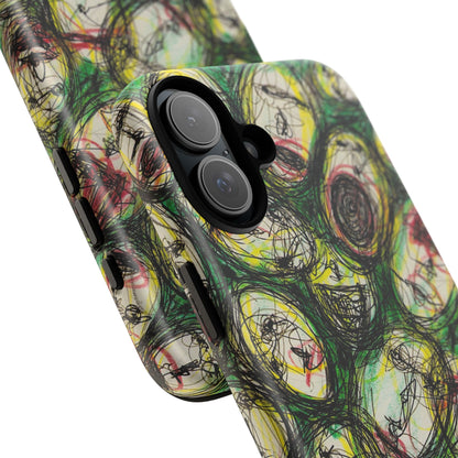 Abstract Sanity Faces Phone Case | Expressionist Face Art | Tough Case