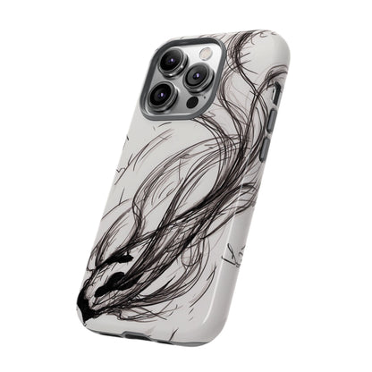 Smokey Ink Koi phone case | abstract koi sketch, smoky ink illustration