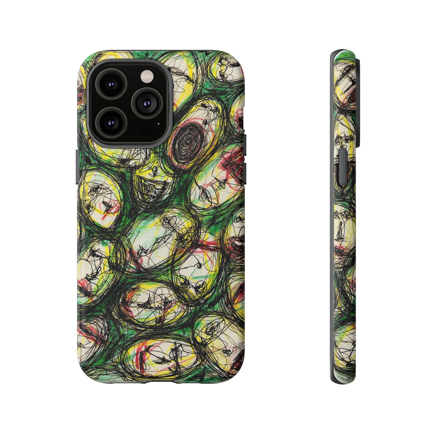 Abstract Sanity Faces Phone Case | Expressionist Face Art | Tough Case