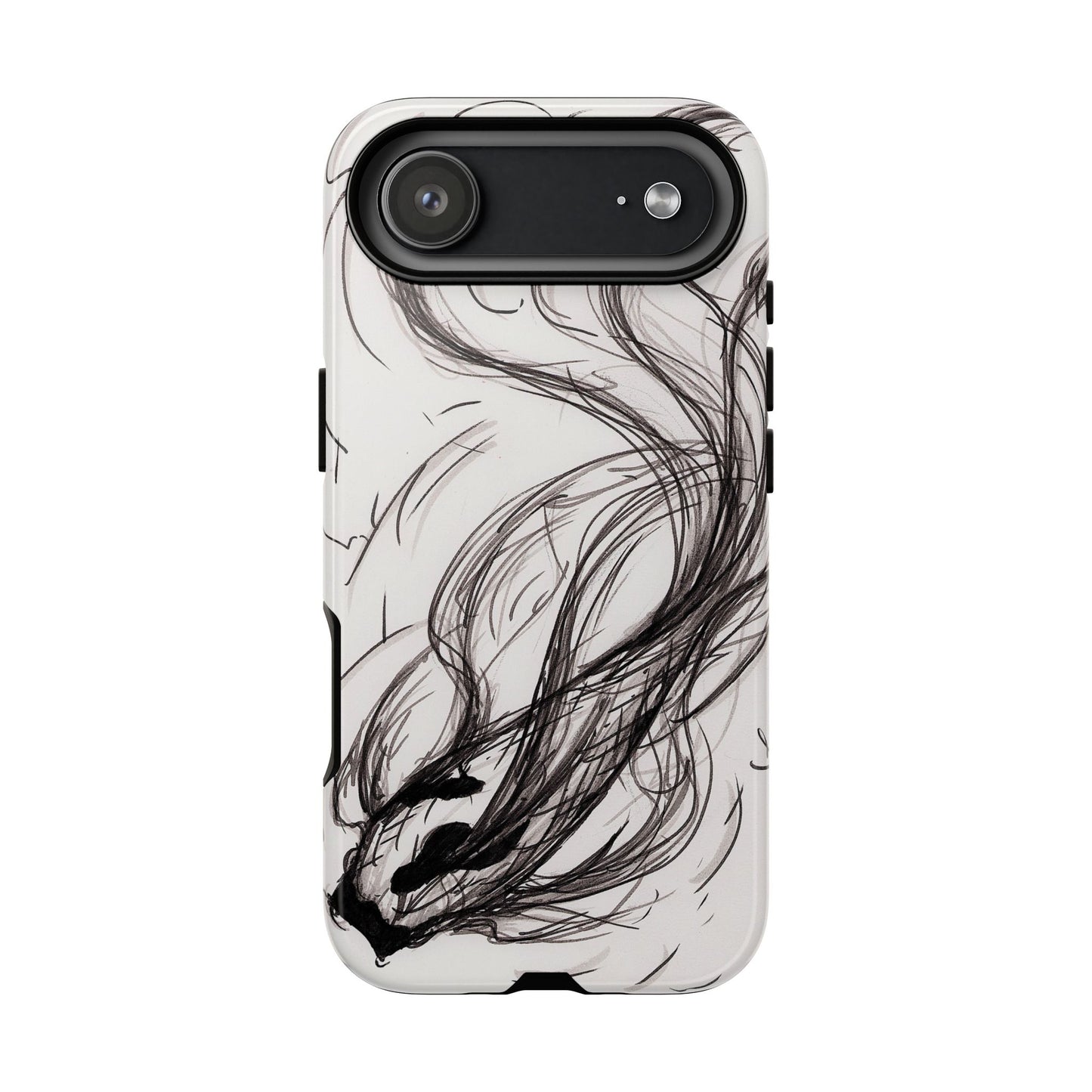 Smokey Ink Koi phone case | abstract koi sketch, smoky ink illustration