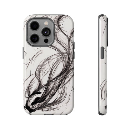 Smokey Ink Koi phone case | abstract koi sketch, smoky ink illustration