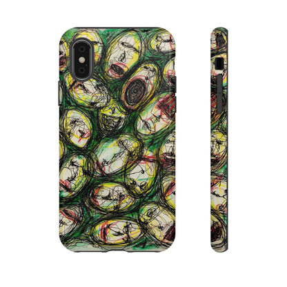 Abstract Sanity Faces Phone Case | Expressionist Face Art | Tough Case
