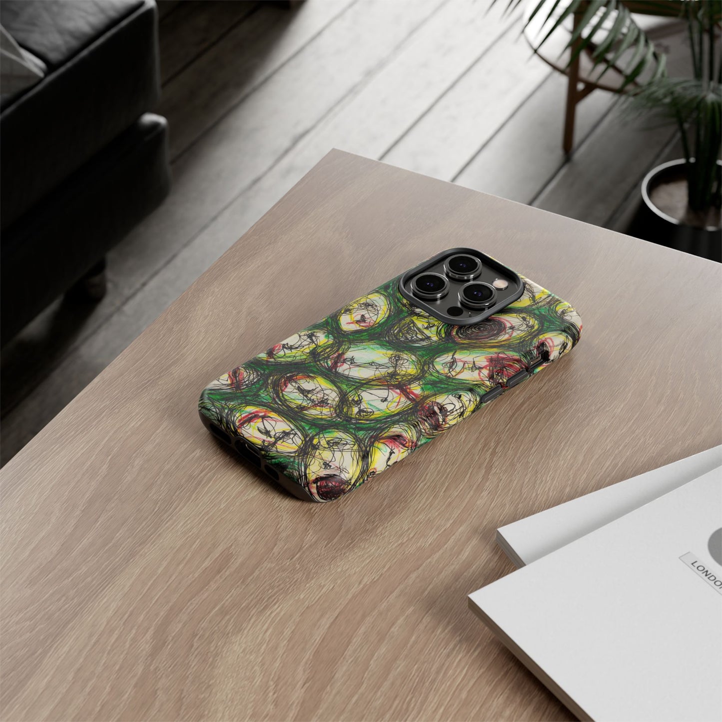 Abstract Sanity Faces Phone Case | Expressionist Face Art | Tough Case