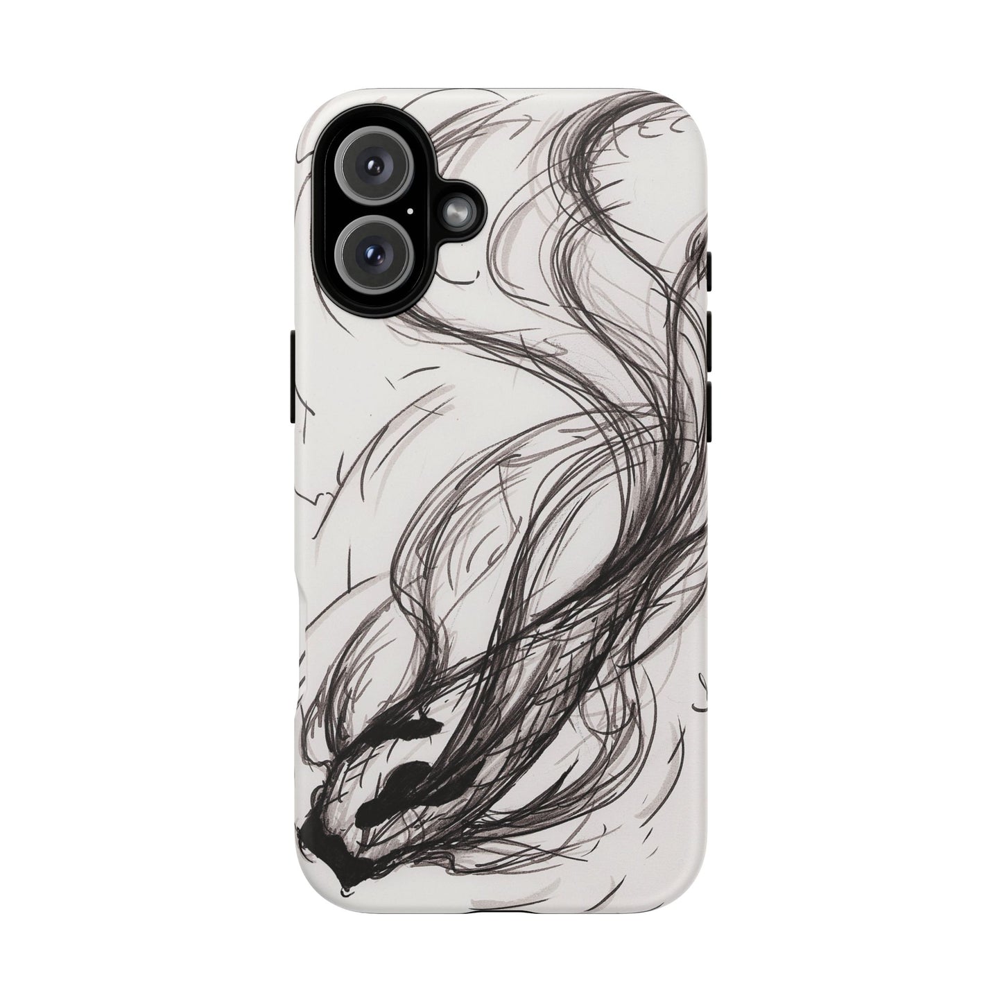 Smokey Ink Koi phone case | abstract koi sketch, smoky ink illustration