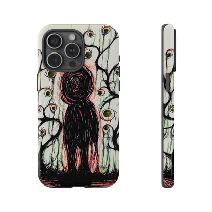 Dark Scribble Figure Tough Case | Surreal Eyes Phone Case | Tough Phone Case