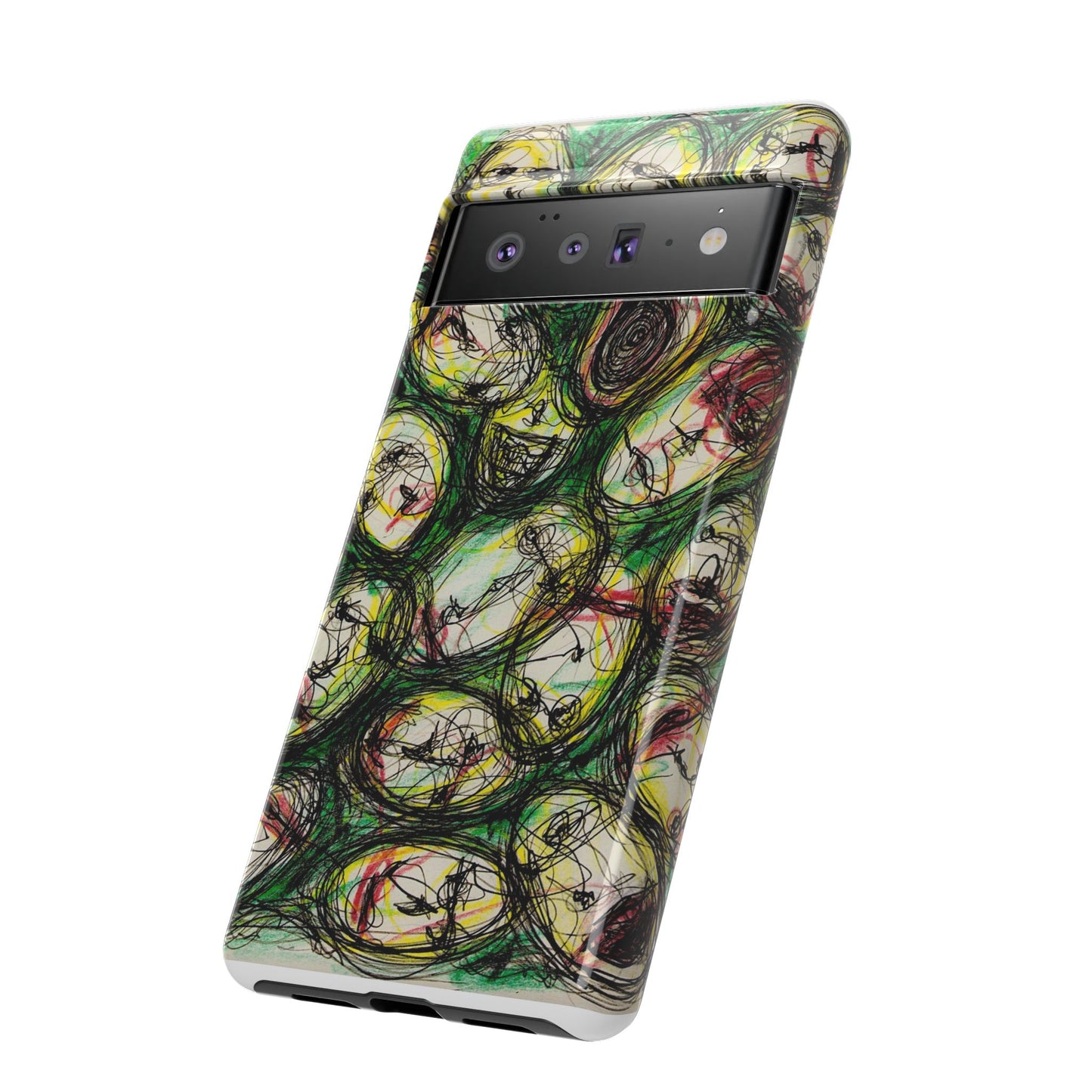 Abstract Sanity Faces Phone Case | Expressionist Face Art | Tough Case