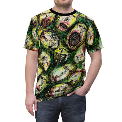 Abstract Sanity Faces Tee | Expressionist Face Art T-shirt | All-Over Print