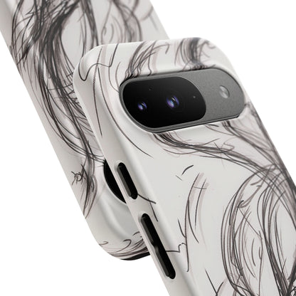 Smokey Ink Koi phone case | abstract koi sketch, smoky ink illustration
