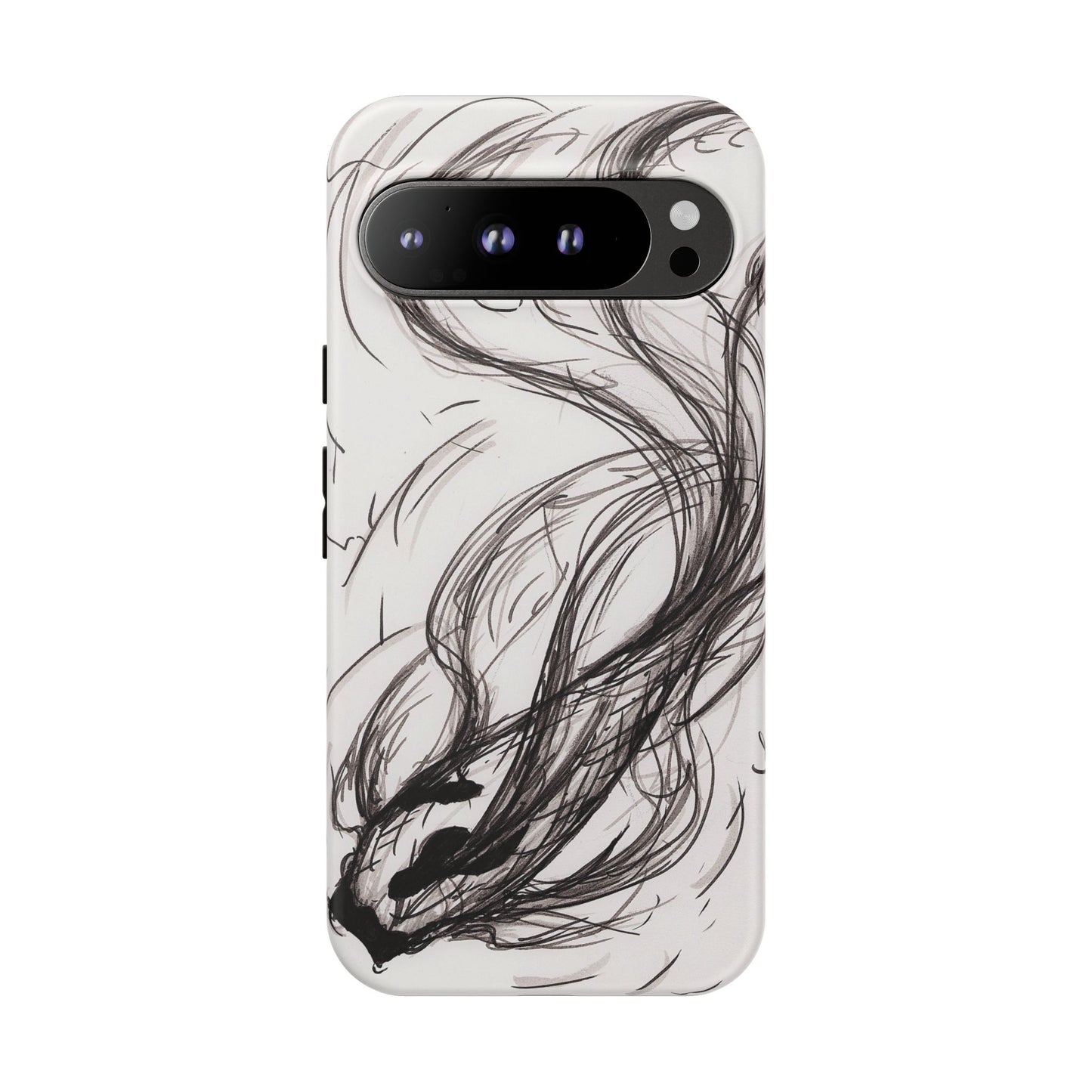 Smokey Ink Koi phone case | abstract koi sketch, smoky ink illustration