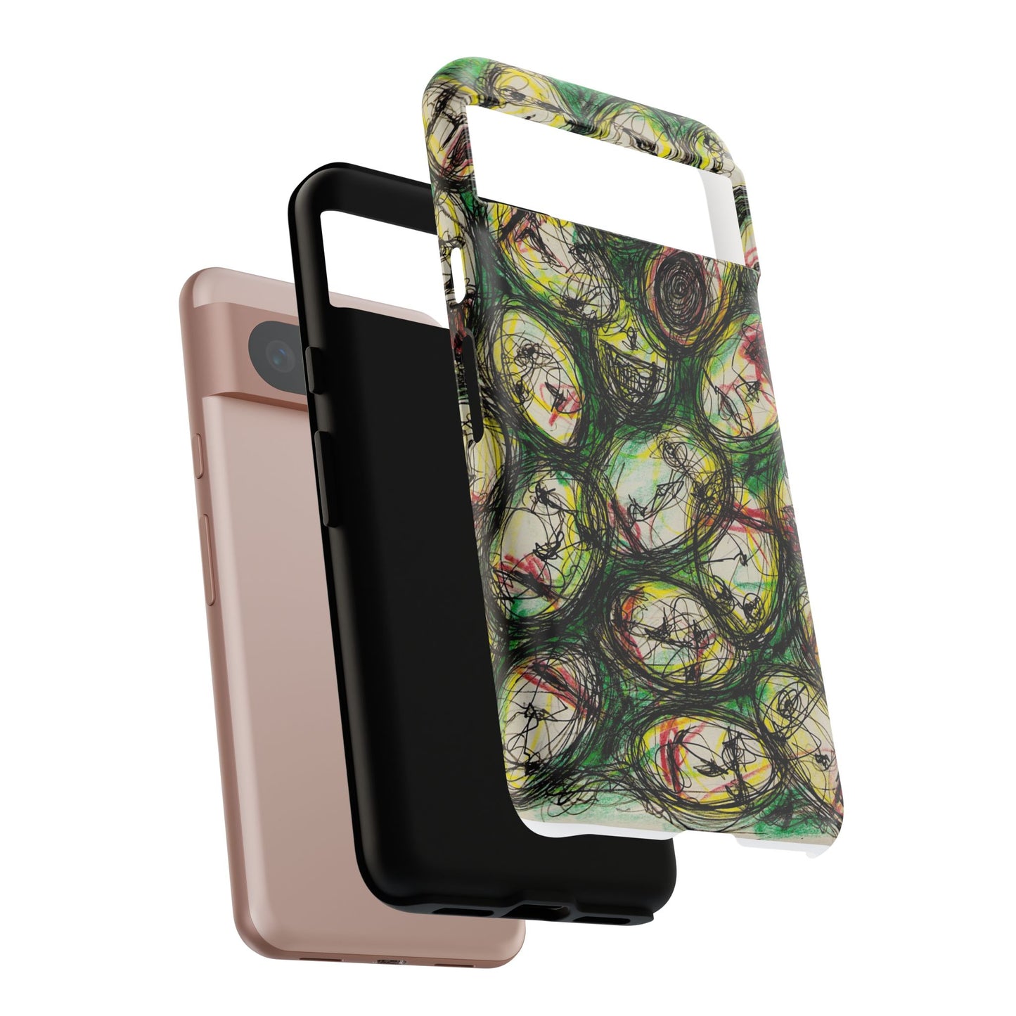 Abstract Sanity Faces Phone Case | Expressionist Face Art | Tough Case