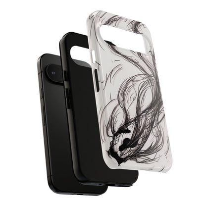 Smokey Ink Koi phone case | abstract koi sketch, smoky ink illustration