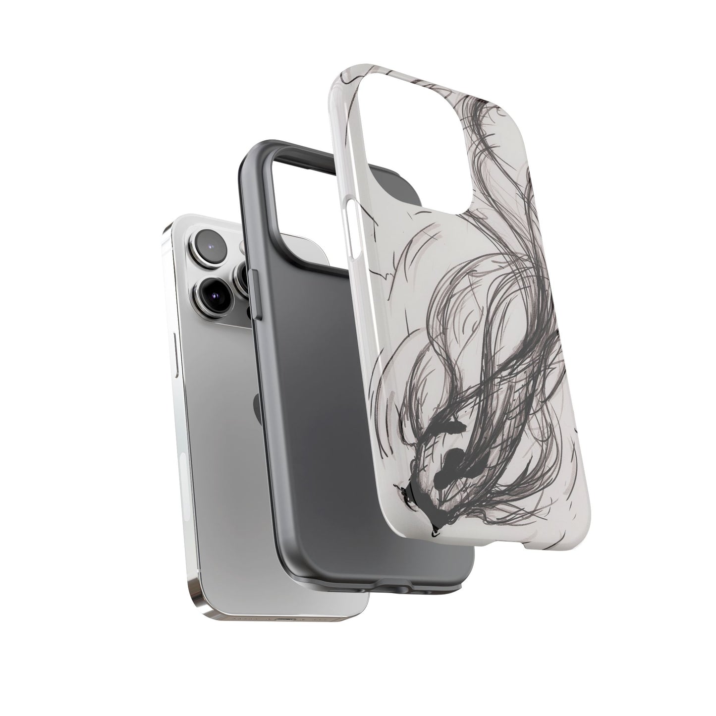 Smokey Ink Koi phone case | abstract koi sketch, smoky ink illustration