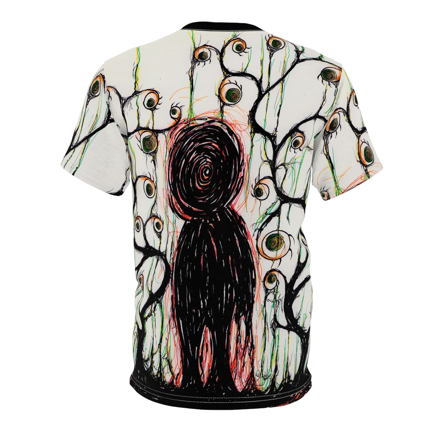 Dark Scribble Figure tee | Surreal Eyes All-Over Print