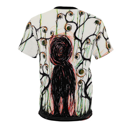 Dark Scribble Figure tee | Surreal Eyes All-Over Print