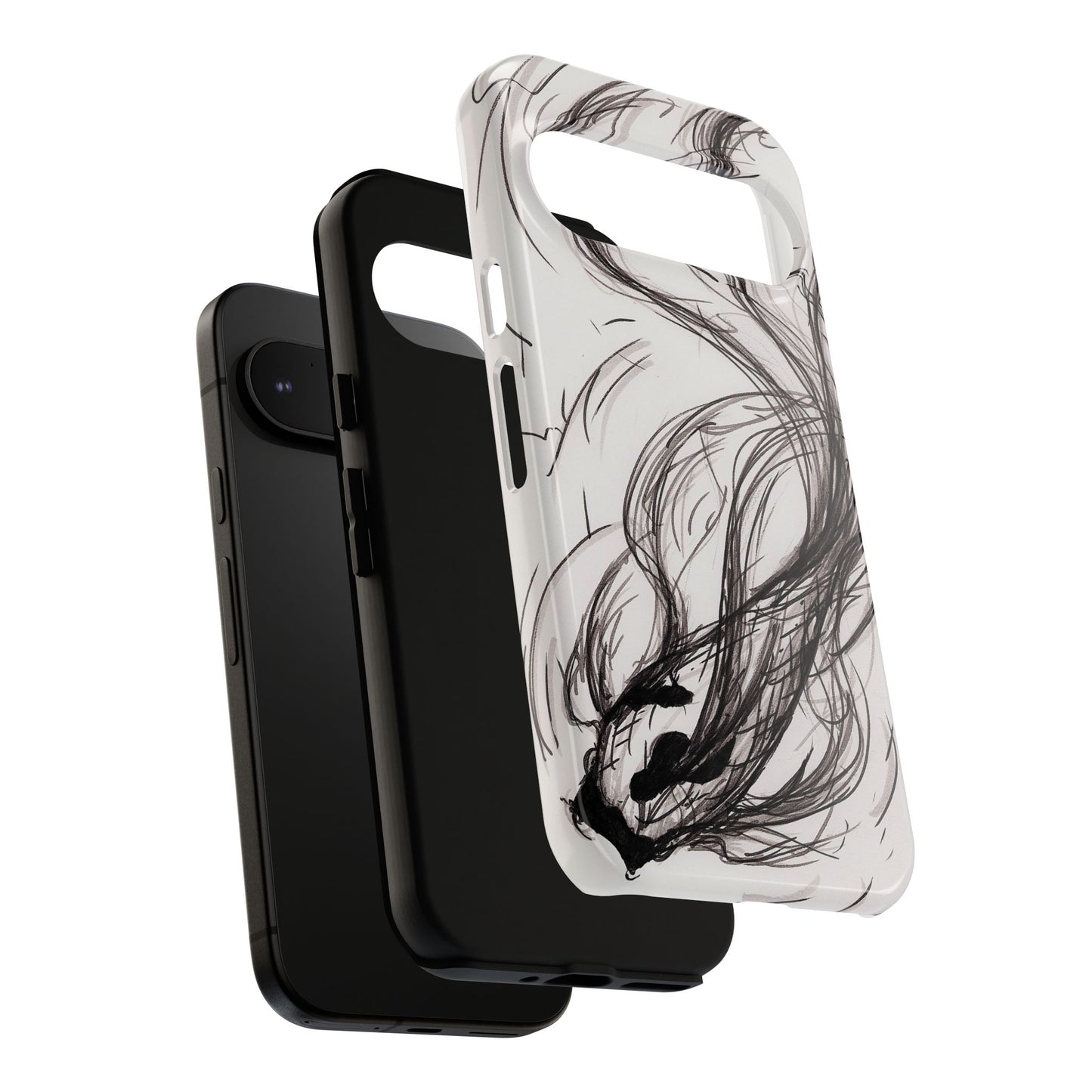 Smokey Ink Koi phone case | abstract koi sketch, smoky ink illustration
