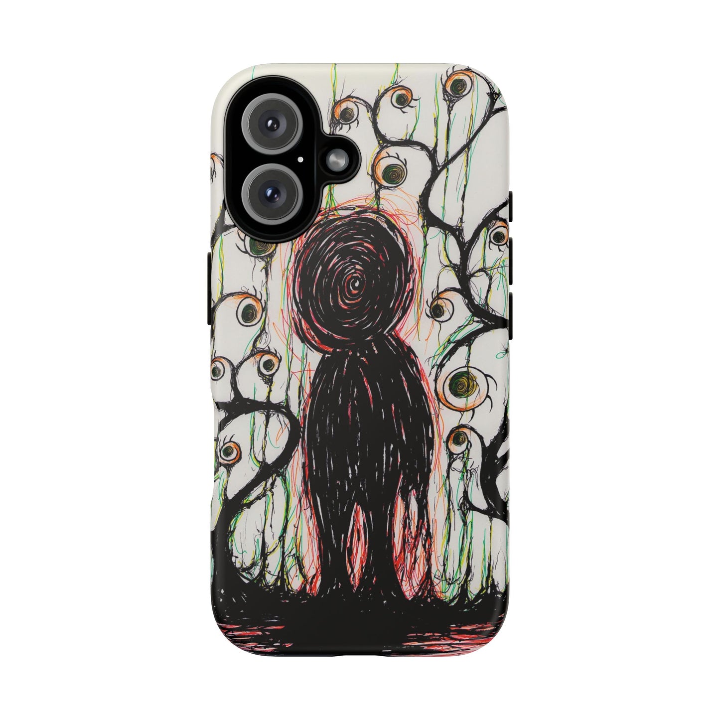 Dark Scribble Figure Tough Case | Surreal Eyes Phone Case | Tough Phone Case