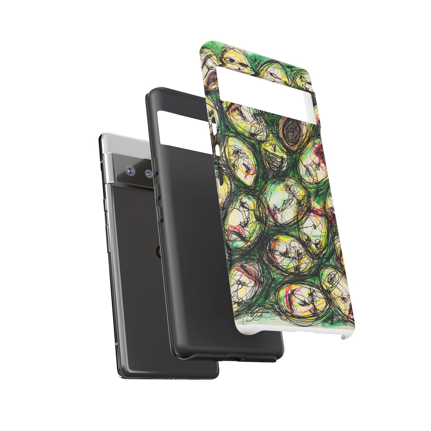 Abstract Sanity Faces Phone Case | Expressionist Face Art | Tough Case