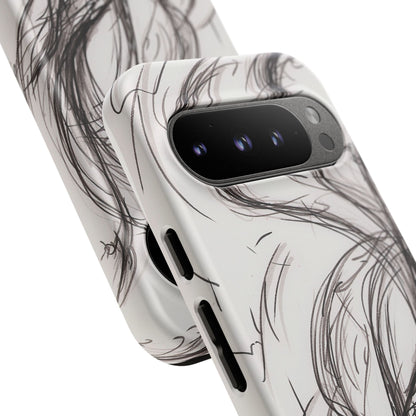 Smokey Ink Koi phone case | abstract koi sketch, smoky ink illustration