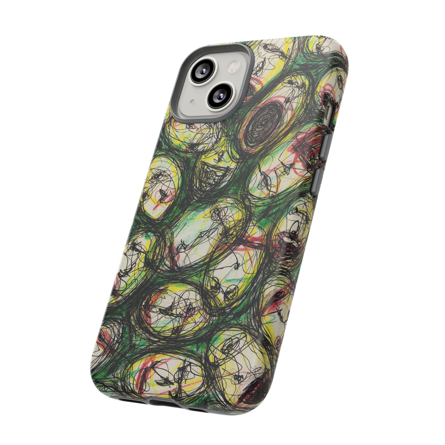 Abstract Sanity Faces Phone Case | Expressionist Face Art | Tough Case
