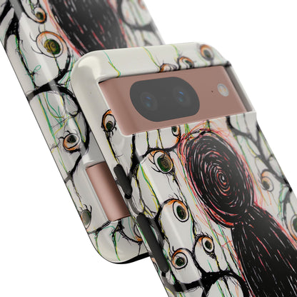 Dark Scribble Figure Tough Case | Surreal Eyes Phone Case | Tough Phone Case