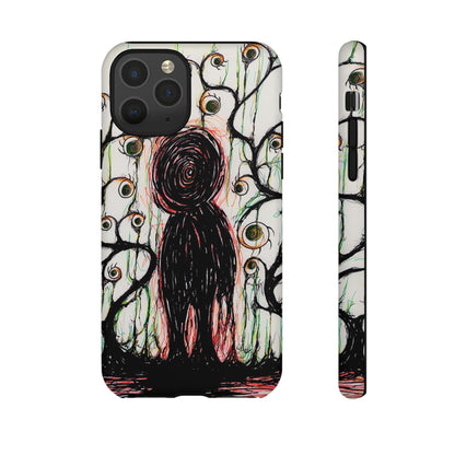 Dark Scribble Figure Tough Case | Surreal Eyes Phone Case | Tough Phone Case
