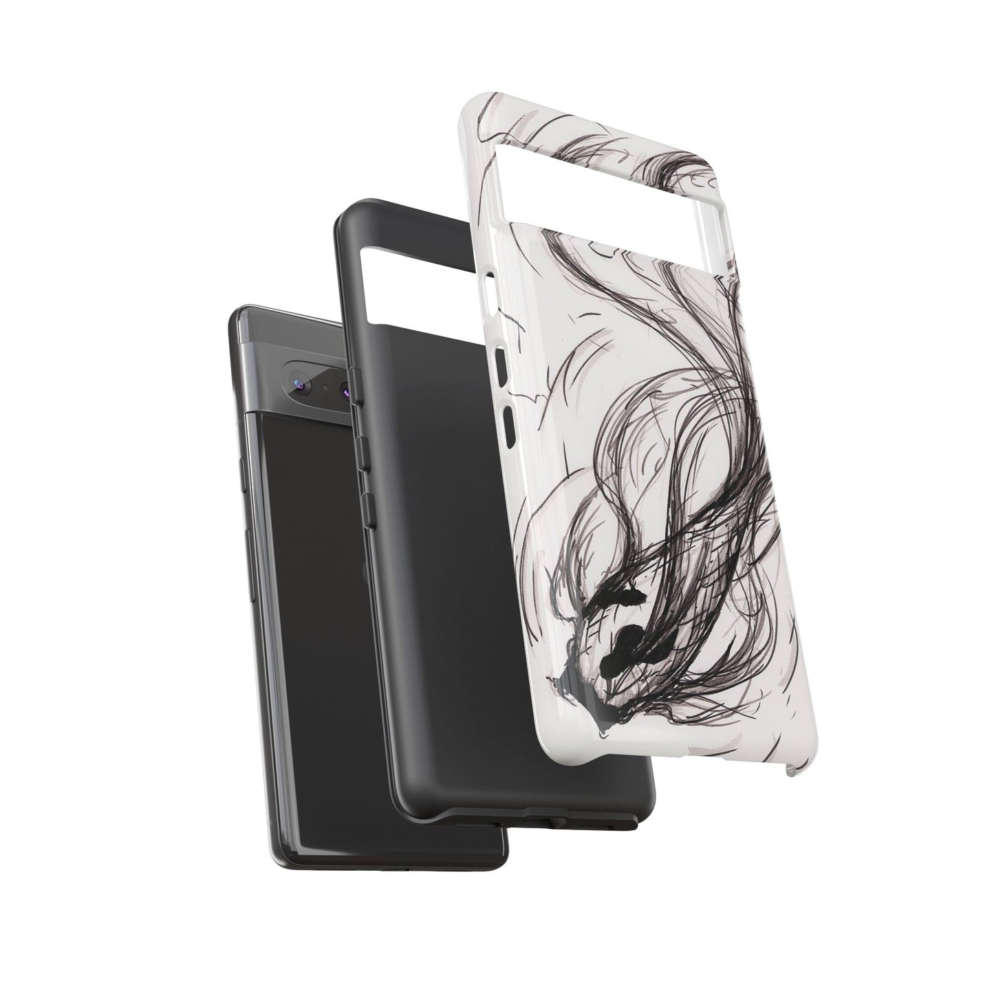 Smokey Ink Koi phone case | abstract koi sketch, smoky ink illustration