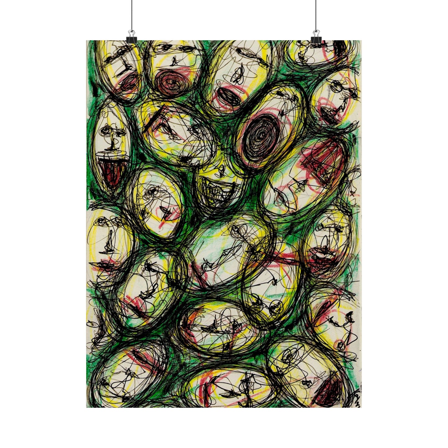 Abstract Sanity Faces Matte Vertical Poster | Expressionist Face Art