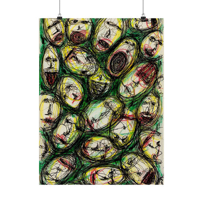Abstract Sanity Faces Matte Vertical Poster | Expressionist Face Art