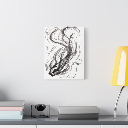 Smokey Ink Koi Canvas | Abstract Ink Matte Canvas