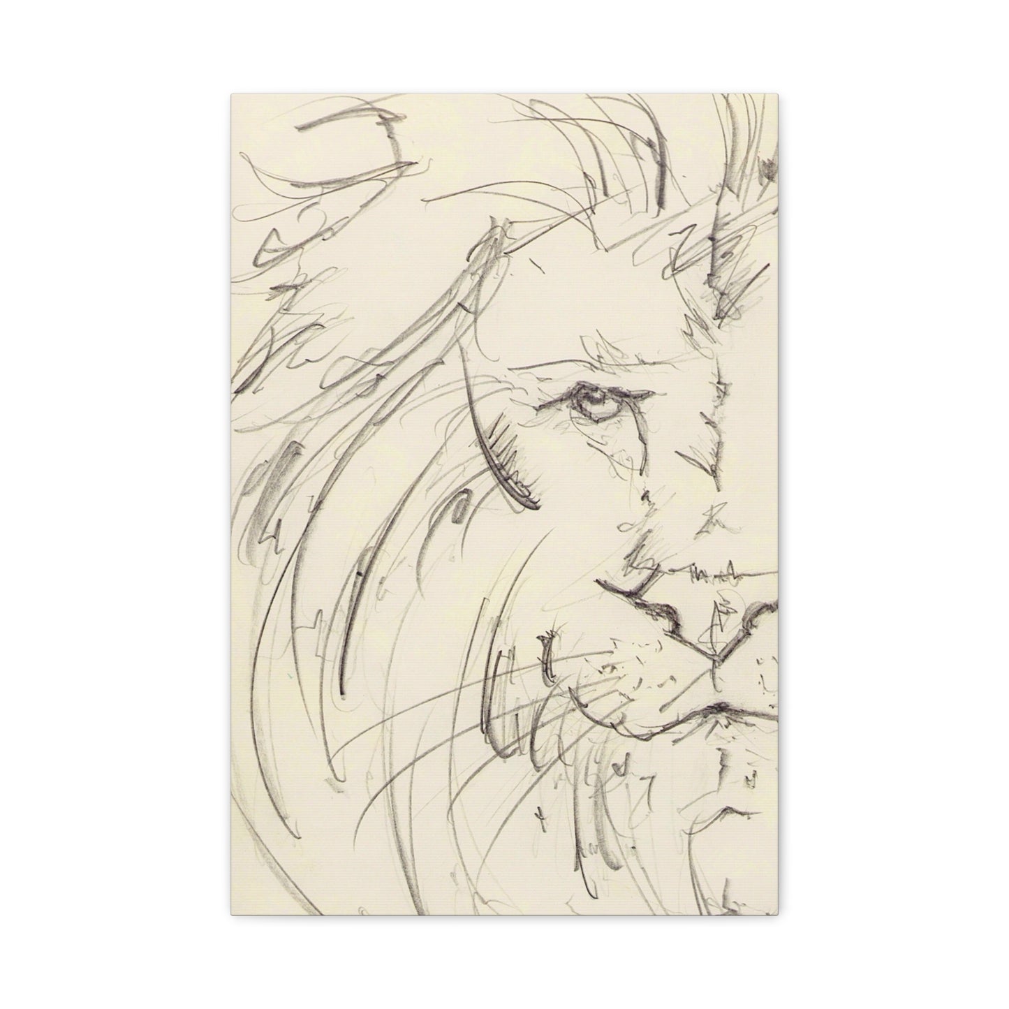 Flowing Lion Sketch Matte Canvas | Minimalist Line Art | Wildlife Portrait