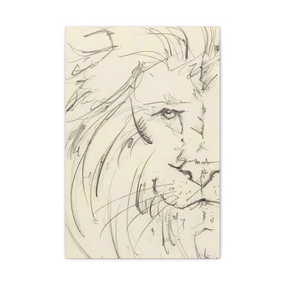 Flowing Lion Sketch Matte Canvas | Minimalist Line Art | Wildlife Portrait