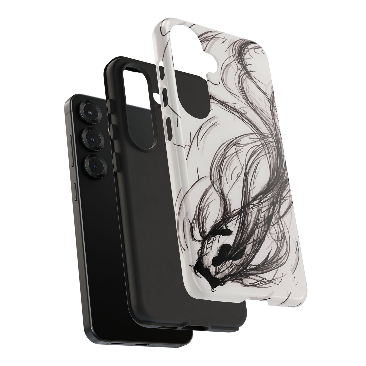 Smokey Ink Koi phone case | abstract koi sketch, smoky ink illustration