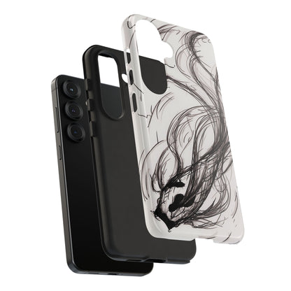 Smokey Ink Koi phone case | abstract koi sketch, smoky ink illustration