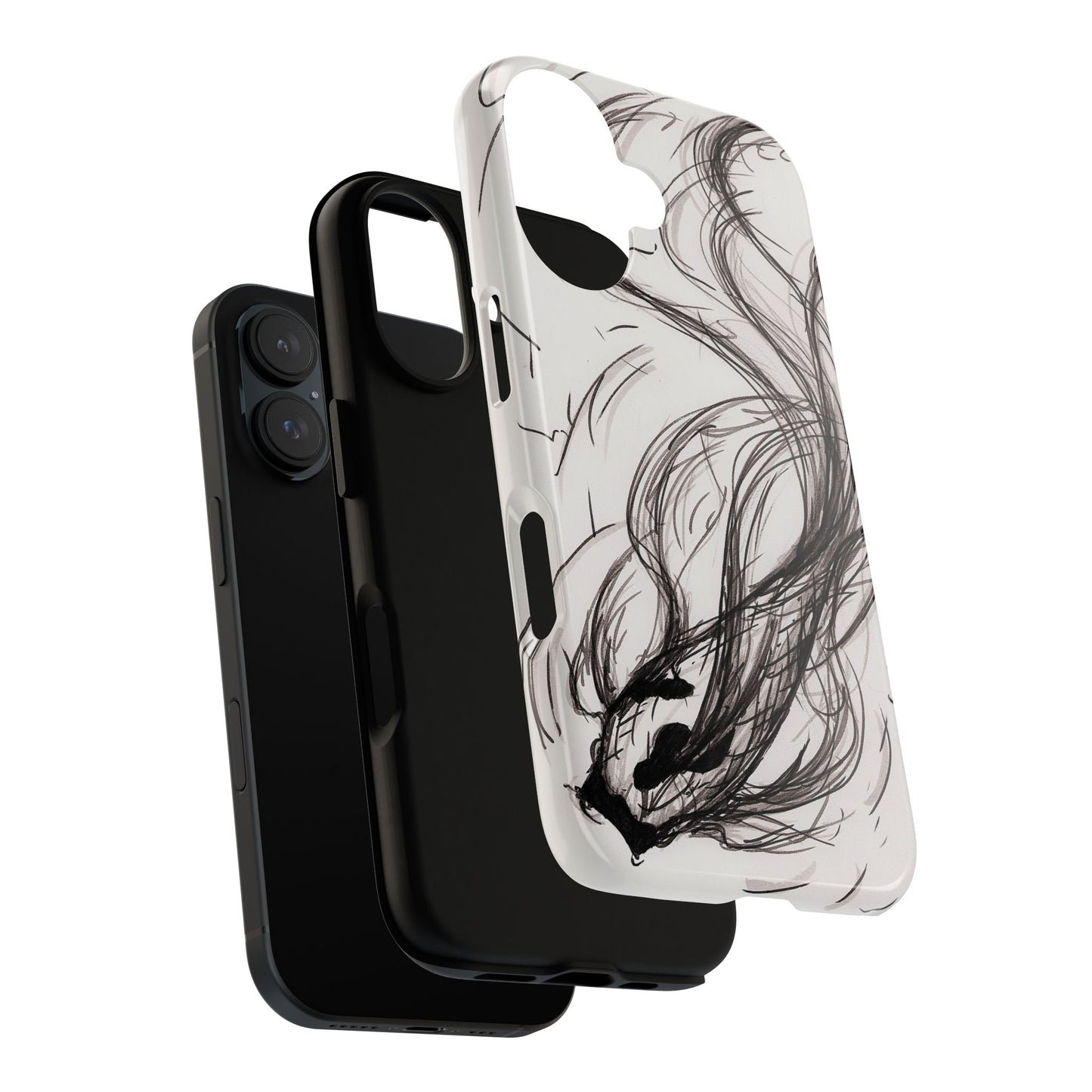 Smokey Ink Koi phone case | abstract koi sketch, smoky ink illustration