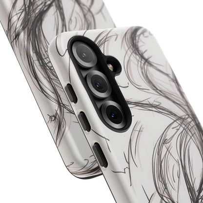Smokey Ink Koi phone case | abstract koi sketch, smoky ink illustration