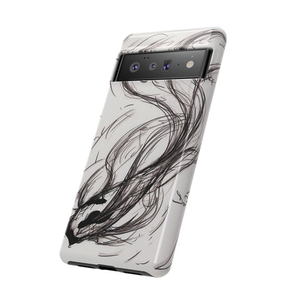 Smokey Ink Koi phone case | abstract koi sketch, smoky ink illustration