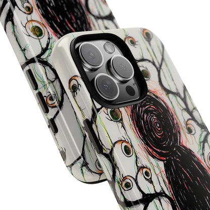 Dark Scribble Figure Tough Case | Surreal Eyes Phone Case | Tough Phone Case