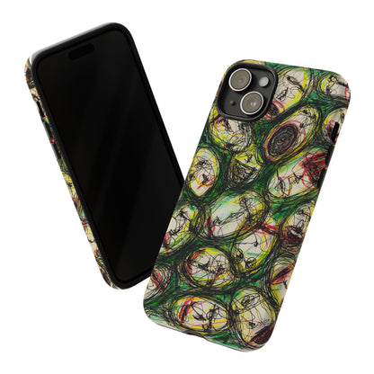 Abstract Sanity Faces Phone Case | Expressionist Face Art | Tough Case