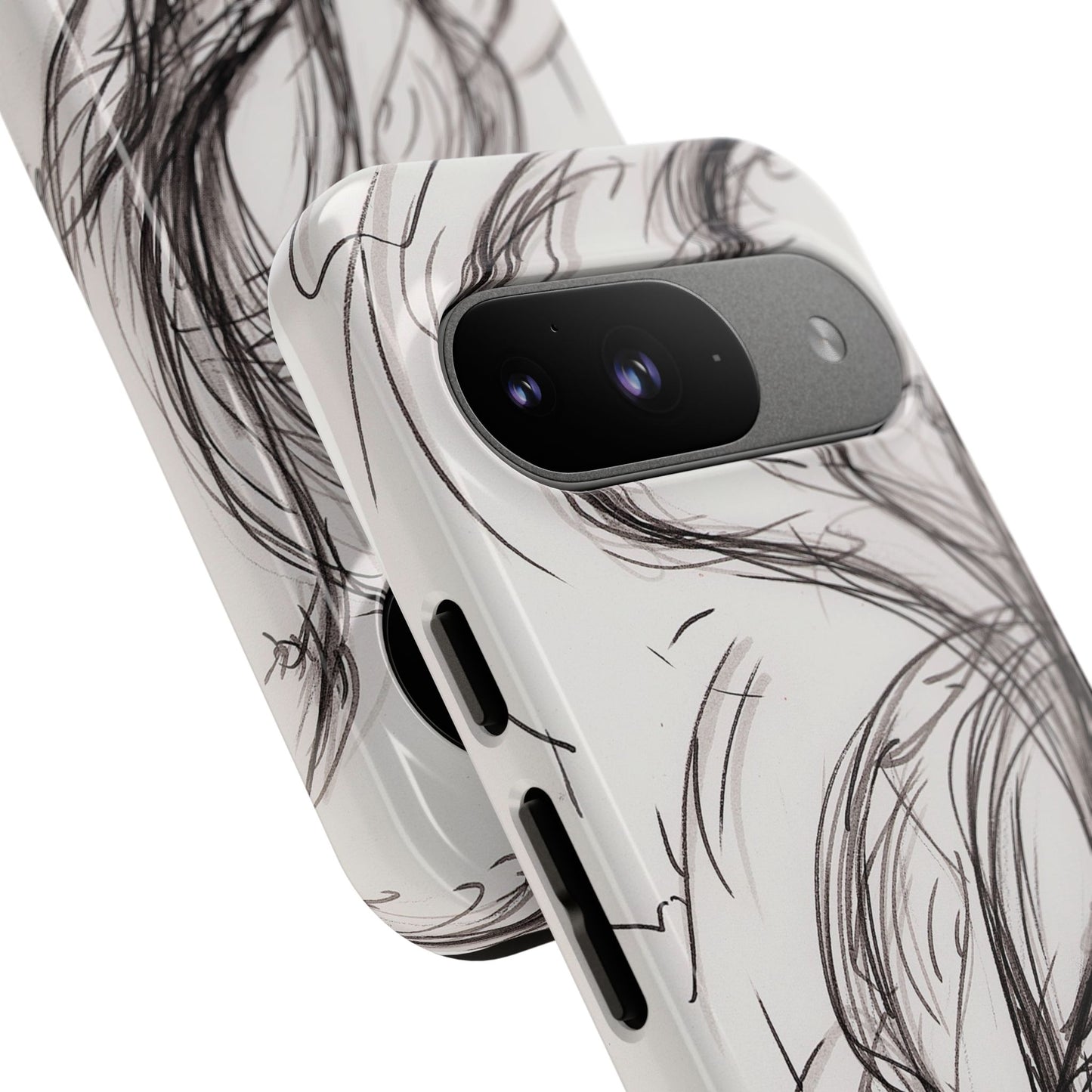 Smokey Ink Koi phone case | abstract koi sketch, smoky ink illustration