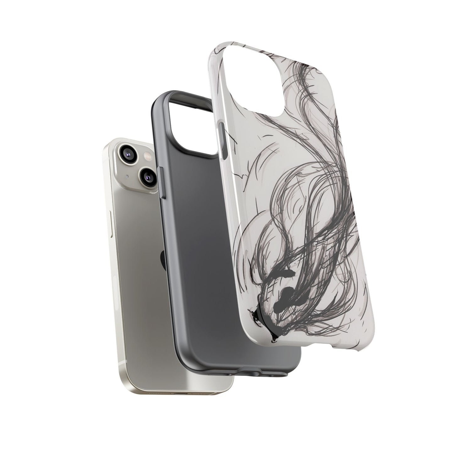 Smokey Ink Koi phone case | abstract koi sketch, smoky ink illustration