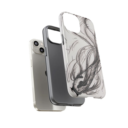 Smokey Ink Koi phone case | abstract koi sketch, smoky ink illustration