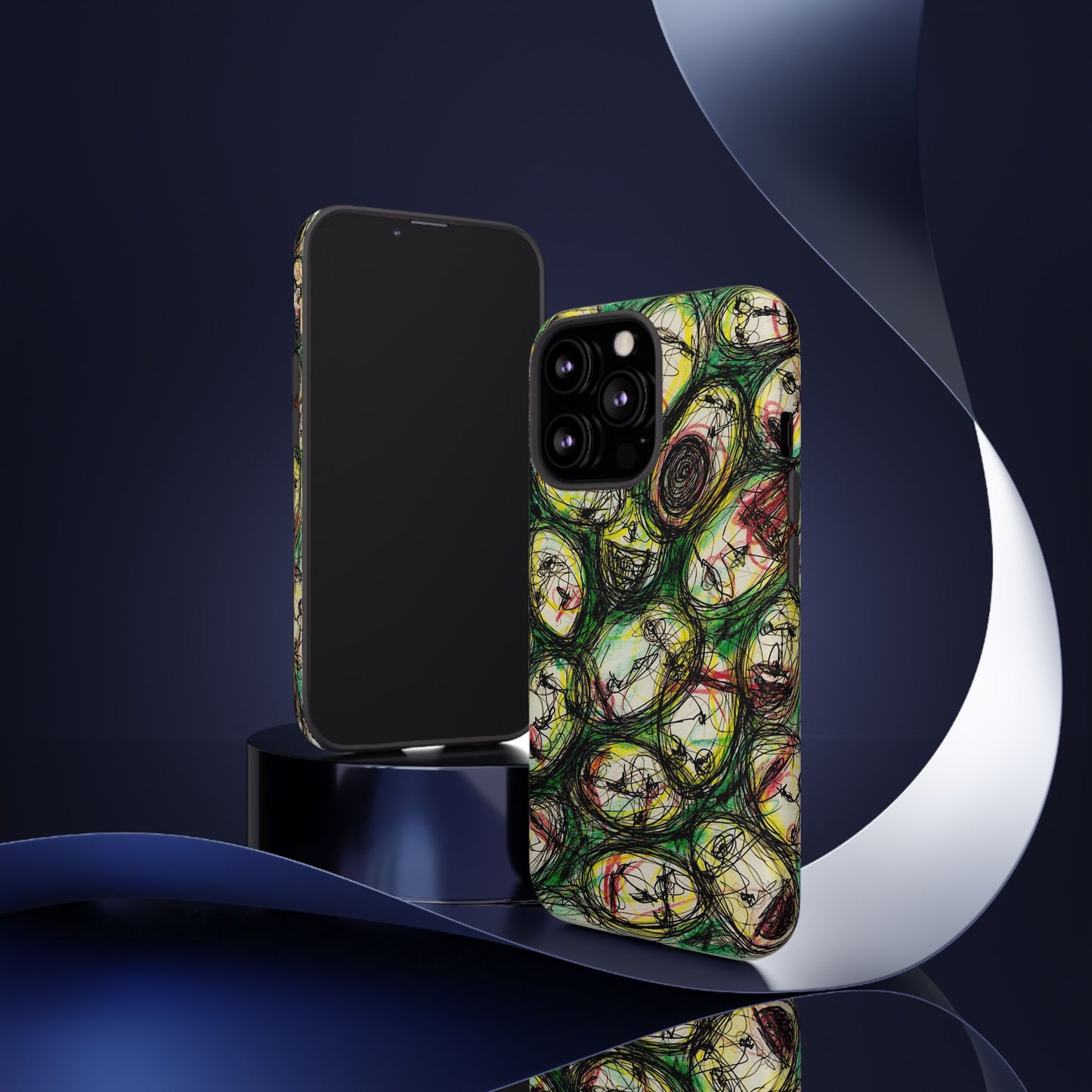 Abstract Sanity Faces Phone Case | Expressionist Face Art | Tough Case