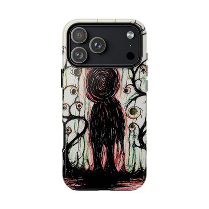 Dark Scribble Figure Tough Case | Surreal Eyes Phone Case | Tough Phone Case