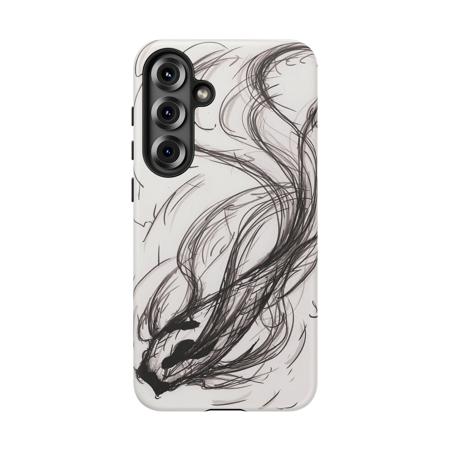 Smokey Ink Koi phone case | abstract koi sketch, smoky ink illustration