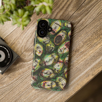 Abstract Sanity Faces Phone Case | Expressionist Face Art | Tough Case
