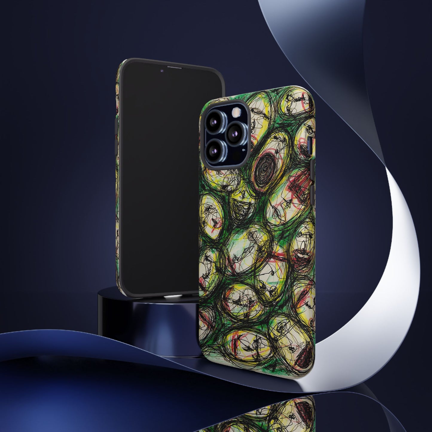 Abstract Sanity Faces Phone Case | Expressionist Face Art | Tough Case