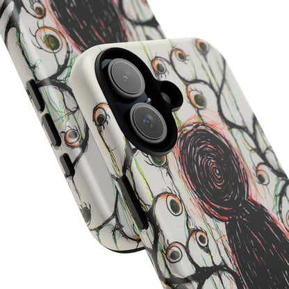 Dark Scribble Figure Tough Case | Surreal Eyes Phone Case | Tough Phone Case