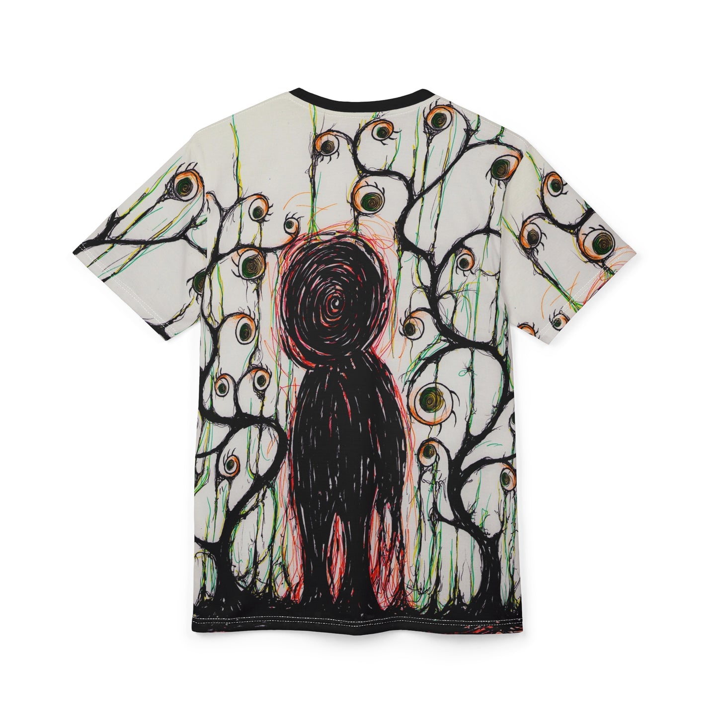 Dark Scribble Figure tee | Surreal Eyes All-Over Print
